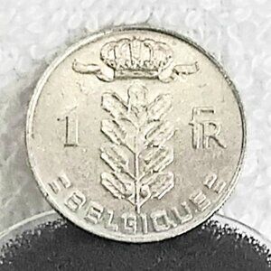Circulated 1977 Belgium 1 Franc Belgique Bauduin I Coin made of Copper/Nickel!!